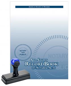 Illinois Rubber Rectangular Notary Stamp and All-States Recordbook Package